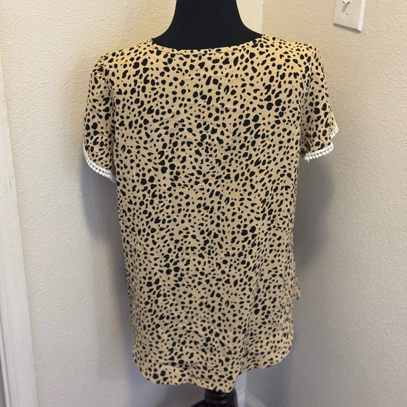 SHEIN Dalmatian Top Blouse Tulip Sleeve Puff Sleeve Animal Print L Large - Picture 5 of 8
